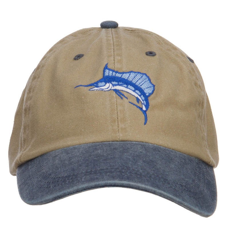 Sailfish Embroidered Washed Two Tone Cap Khaki Navy One Size