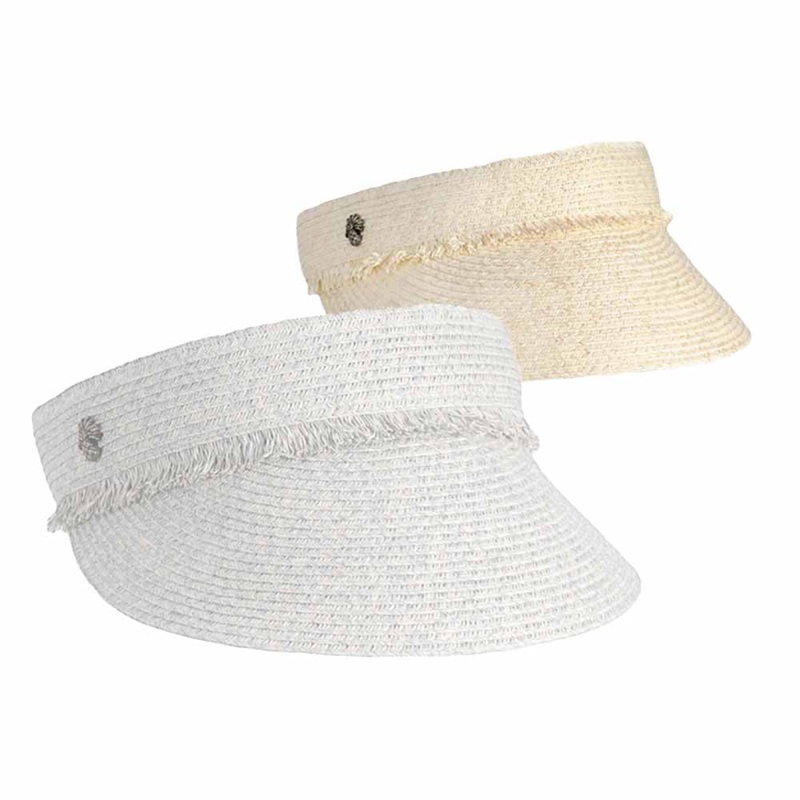 Straw Sun Visor with Frayed Band – Tommy Bahama Hats Natural