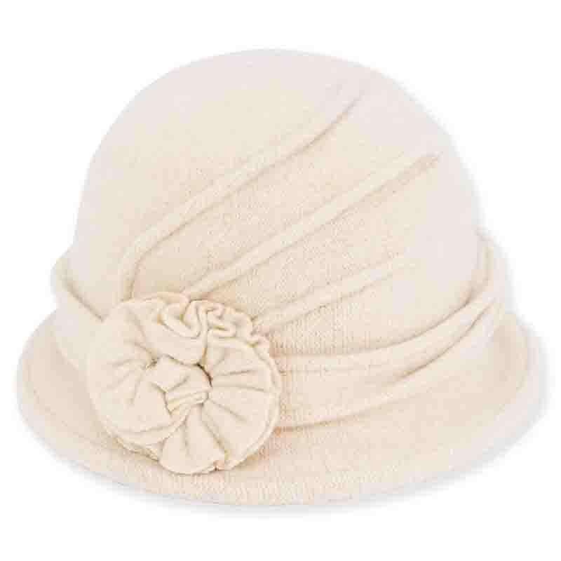 Trina  Boiled Wool Cloche Hat – Adora Hats Ivory Medium (57 cm)