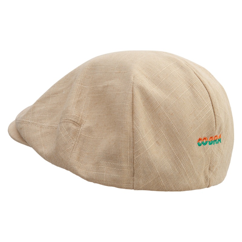Two Tone Cobra Text Embroidered Big Size Men’s Linen Ivy Cap Khaki XL-2XL