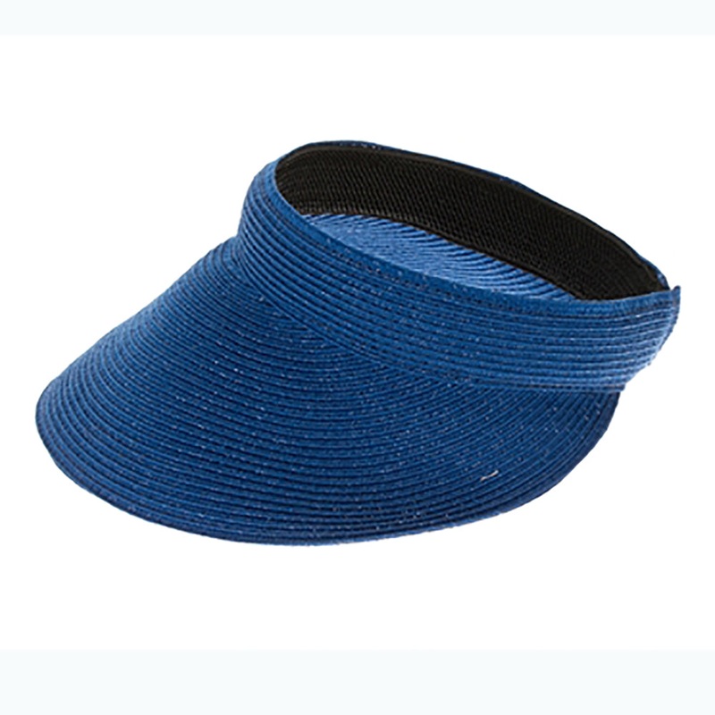 Washable Straw Clip On Sun Visor Hat – Boardwalk Style Blue Medium (57 cm)