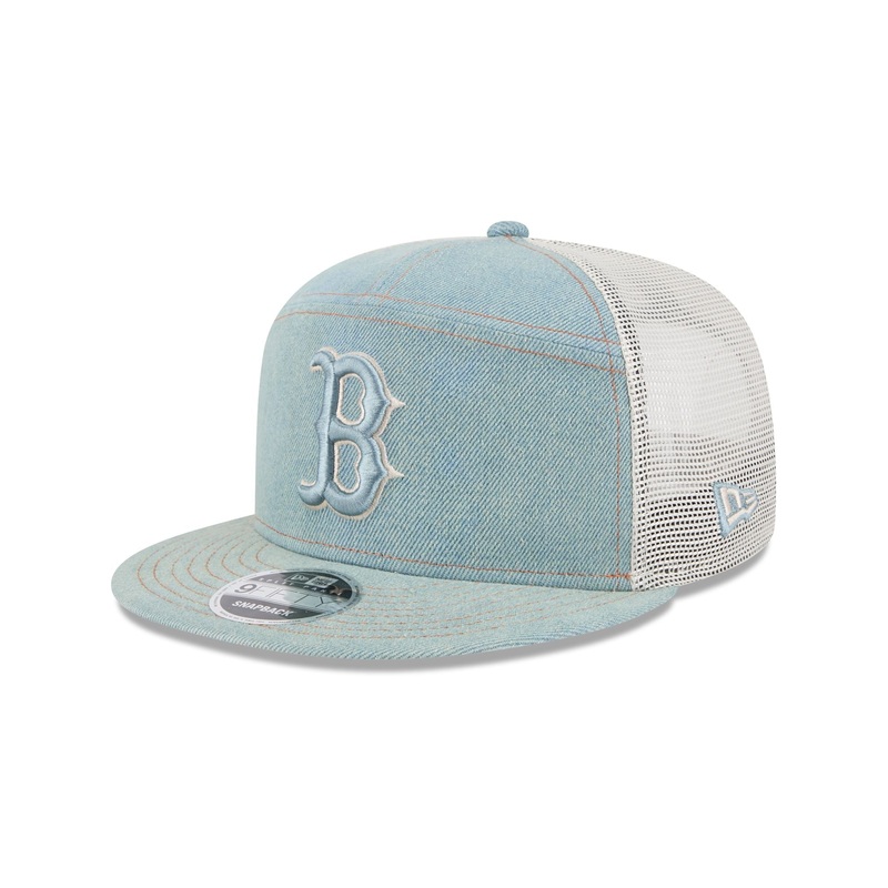 Boston Red Sox Denim Split Panel 9FIFTY Trucker Hat One Size