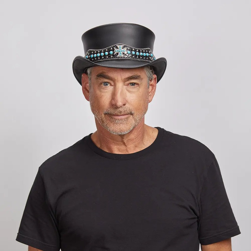 Chopper | Mens Black Leather Top Hat Black SM