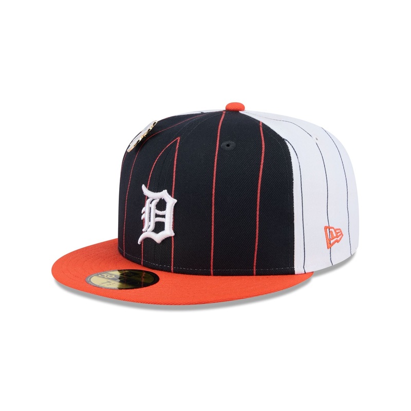 Detroit Tigers Pinstripe League Pin 59FIFTY Fitted Hat 7