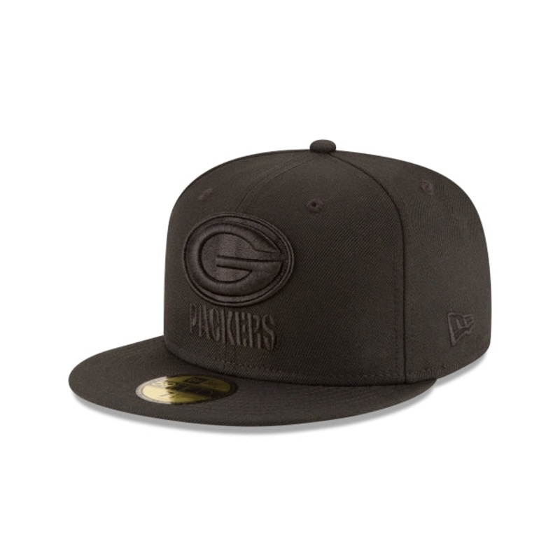 Green Bay Packers Black On Black 59FIFTY Fitted Hat 6 7/8