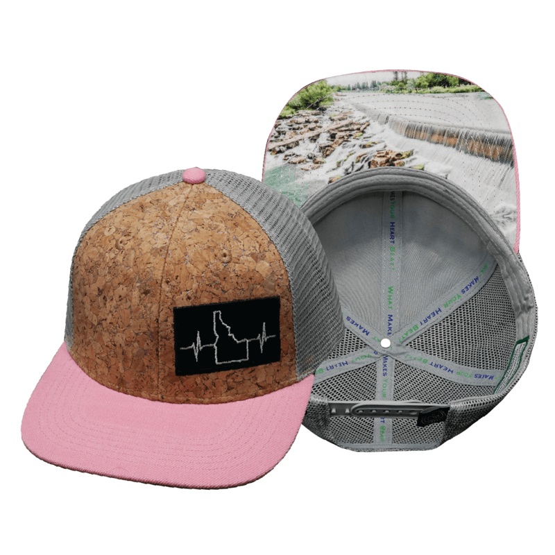 Idaho Hat – Baseball Hat Fit – Cork – Pink / Gray – Trucker Mesh