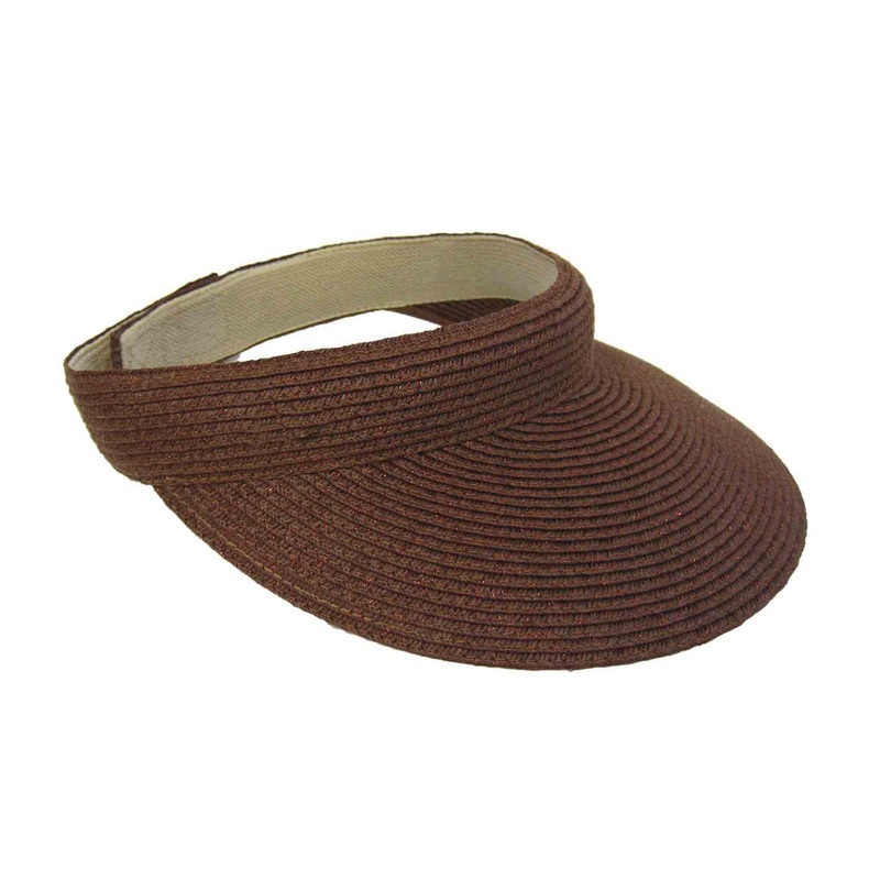 Iridescent Straw Braid Sun Visor – Dorfman Hat Co. Brown