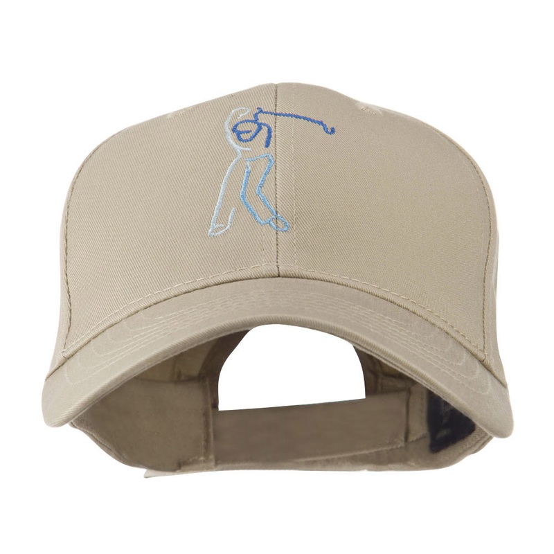 Male Golfer Outline Embroidered Cap Khaki One Size