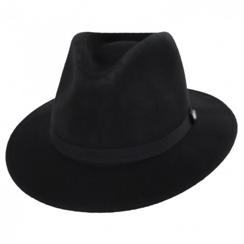 Messer Packable Wool Felt Fedora Hat – Black BLACK XS