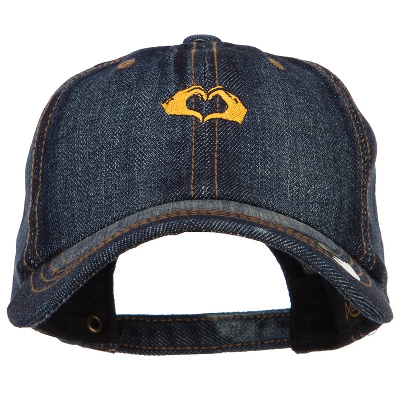 Mini Heart Hands Embroidered Washed Denim Cap Dk Jean One Size