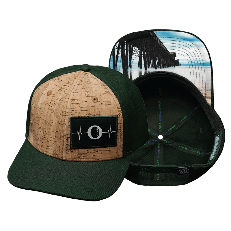 Oceanside “Oside” Hat – Baseball Hat Fit – Cork – Green – Fabric Back