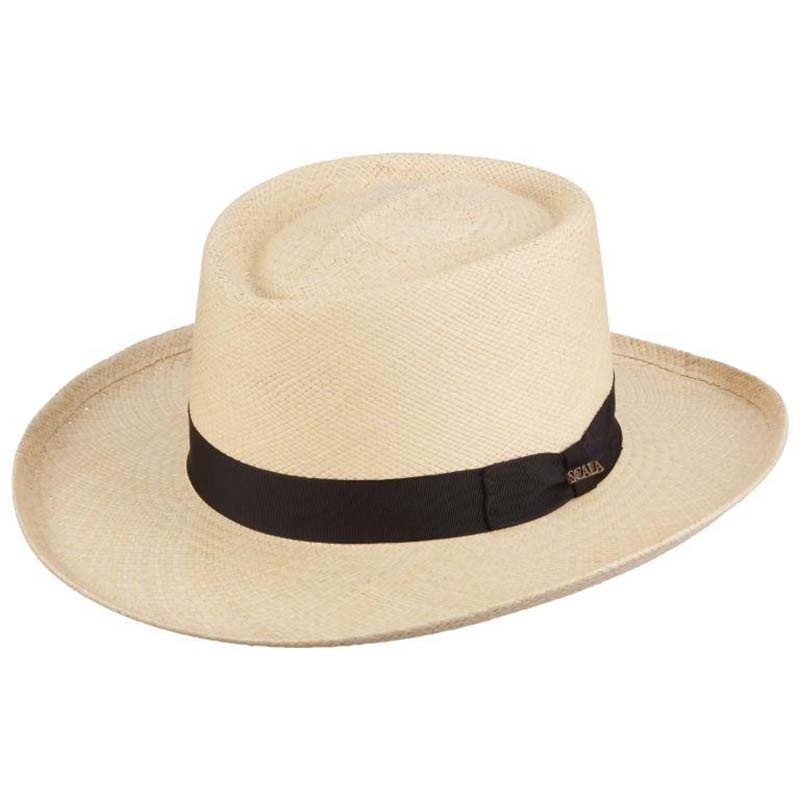 Orleans Handwoven Panama Gambler Hat – Scala Classico Mens Hats Natural Small