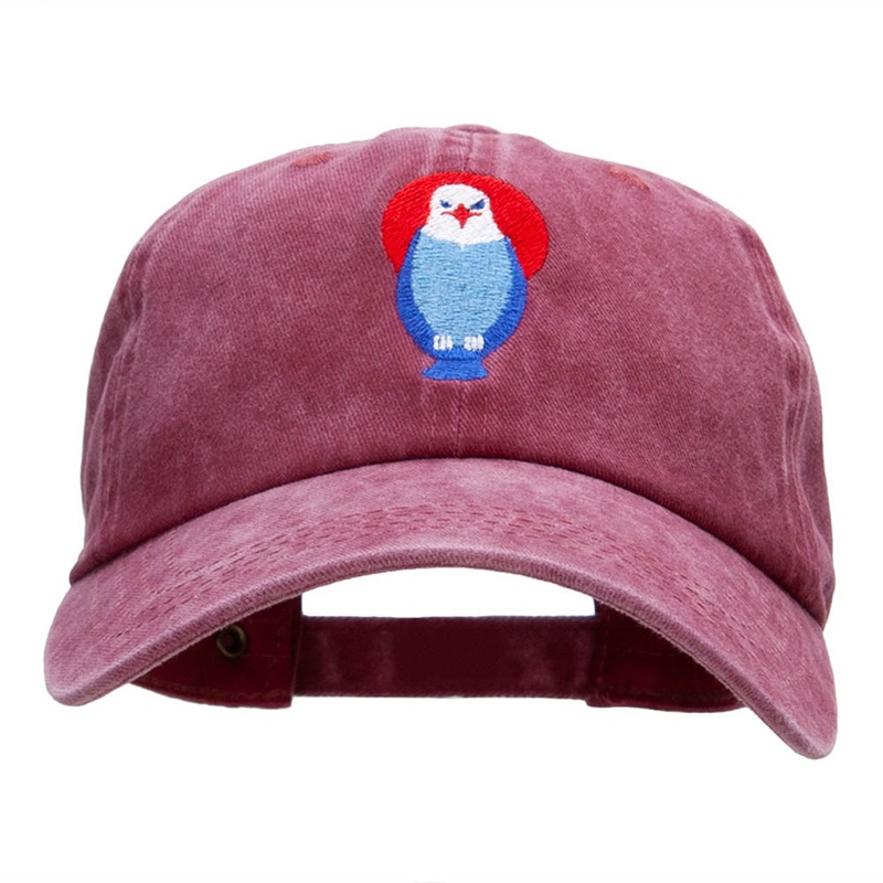 Patriotic Eagle Motif Embroidered Unstructured Cotton Cap Wine One Size