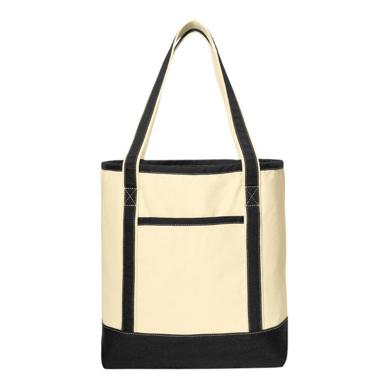 Port Authority BG413 Large Cotton Canvas Tote Natural Black