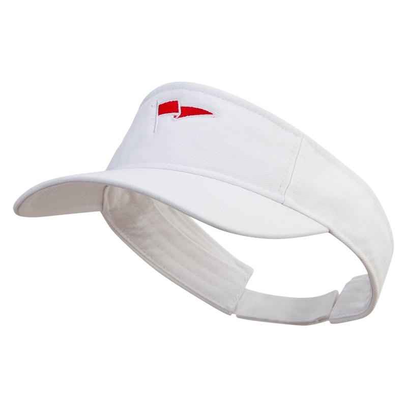 Red Flag Logo Embroidered Prostyle Cotton Twill Washed Visor White One Size