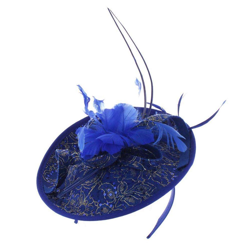 Sequin and Lace Fascinator Blue