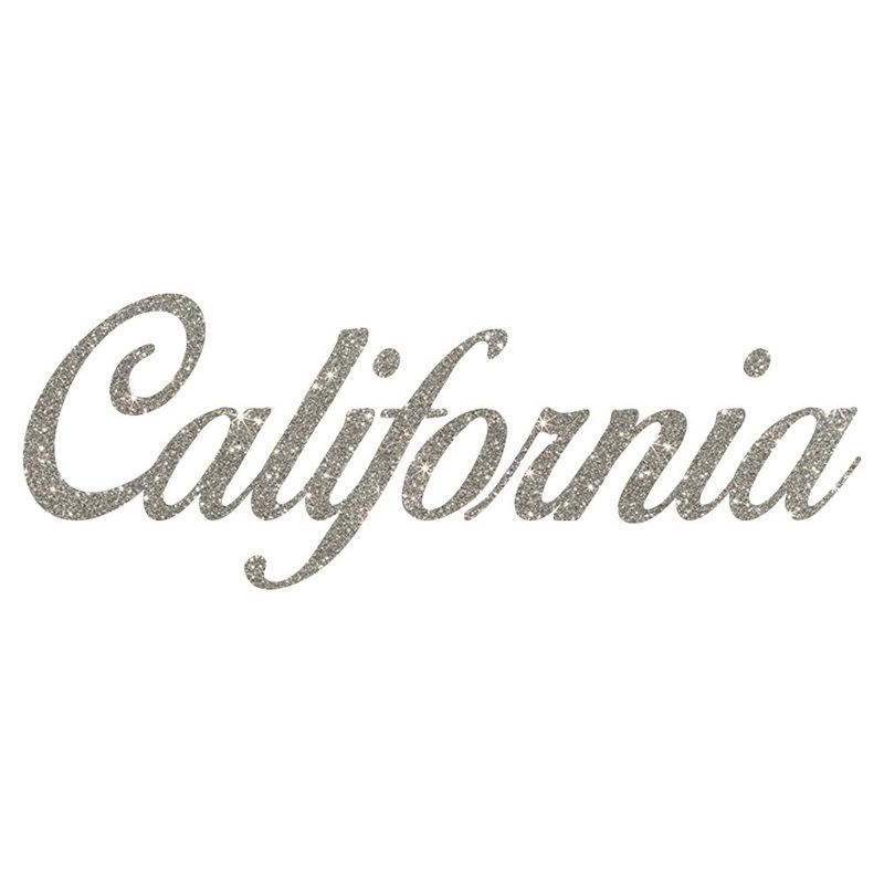 State Of California Letter Design Heat Transfers Sticker Grey Glitter One Size
