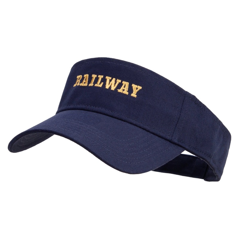 Train Railway Embroidered Cotton Twill Sun Visor Navy One Size