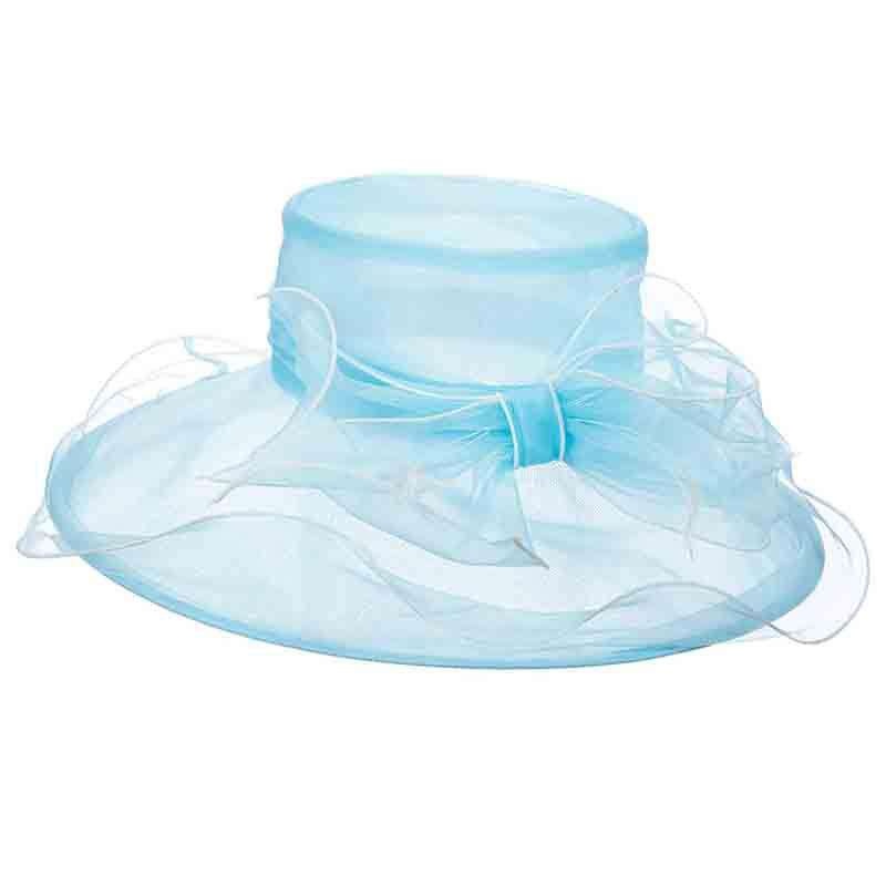 Turquoise Organza Hat with White Trim – Scala Collezione Turquoise