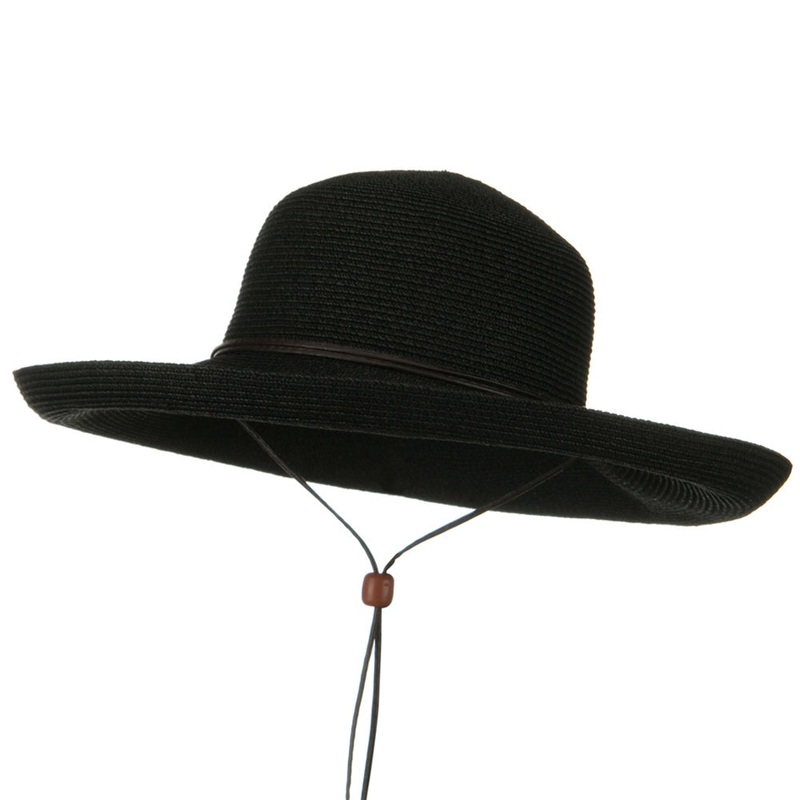 UPF 50+ Cotton Paper Braid Kettle Brim Hat Black One Size
