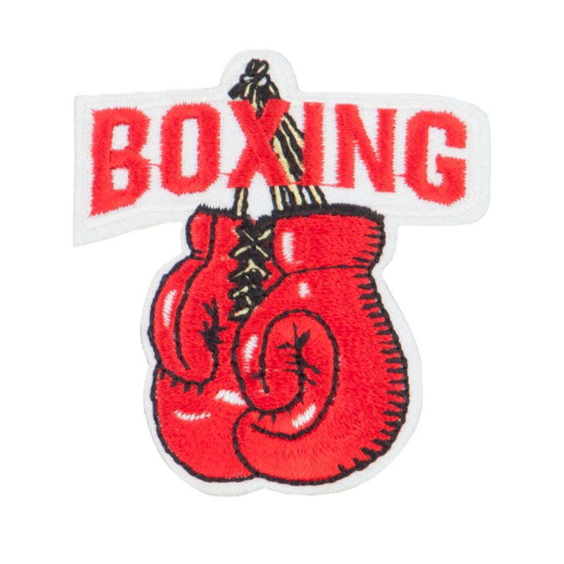 Boxing Embroidered Patches Red One Size