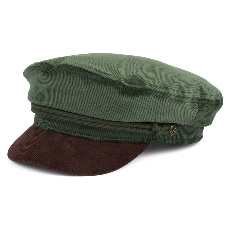 Brixton Hats Corduroy Fiddler Cap – Dark Forest-Brown Small-56cm