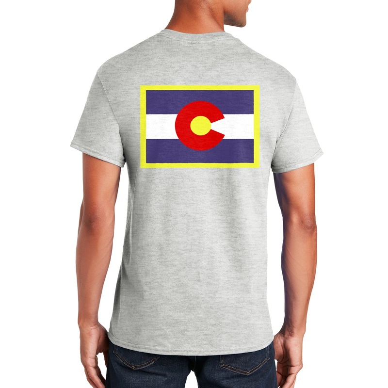 Colorado Flag Rectangle Graphic Men’s Big Size Ultra Cotton Pocket Crew Neck T-Shirt Ash S