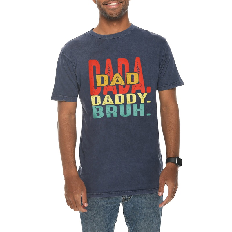 Daddy Bruh Unisex Ring Spun Cotton Vintage Short Sleeve Crewneck Tee Shirt Vintage Denim XS