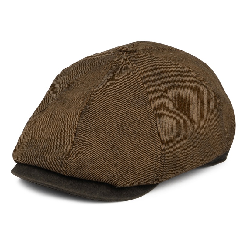 Dorfman Pacific Hats Weathered Washed Twill Newsboy Cap – Brown M