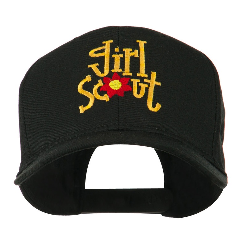 Girls Scout with Flower Embroidered Cap Black One Size