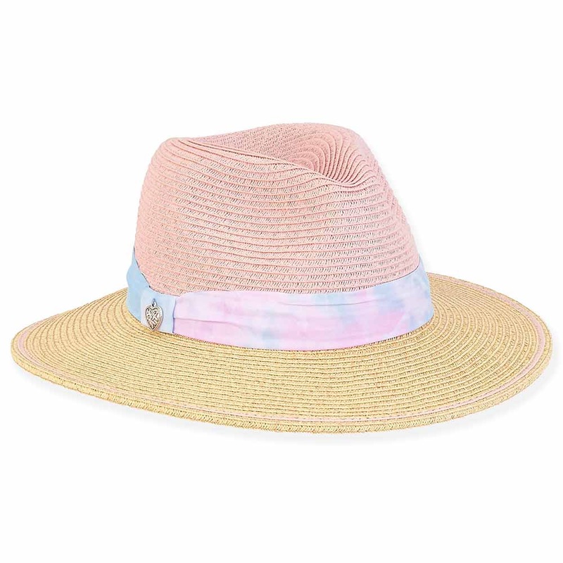 Hazel Tie Dye Band Straw Safari Hat for Petites – Sunny Dayz Natural Small (54 cm)