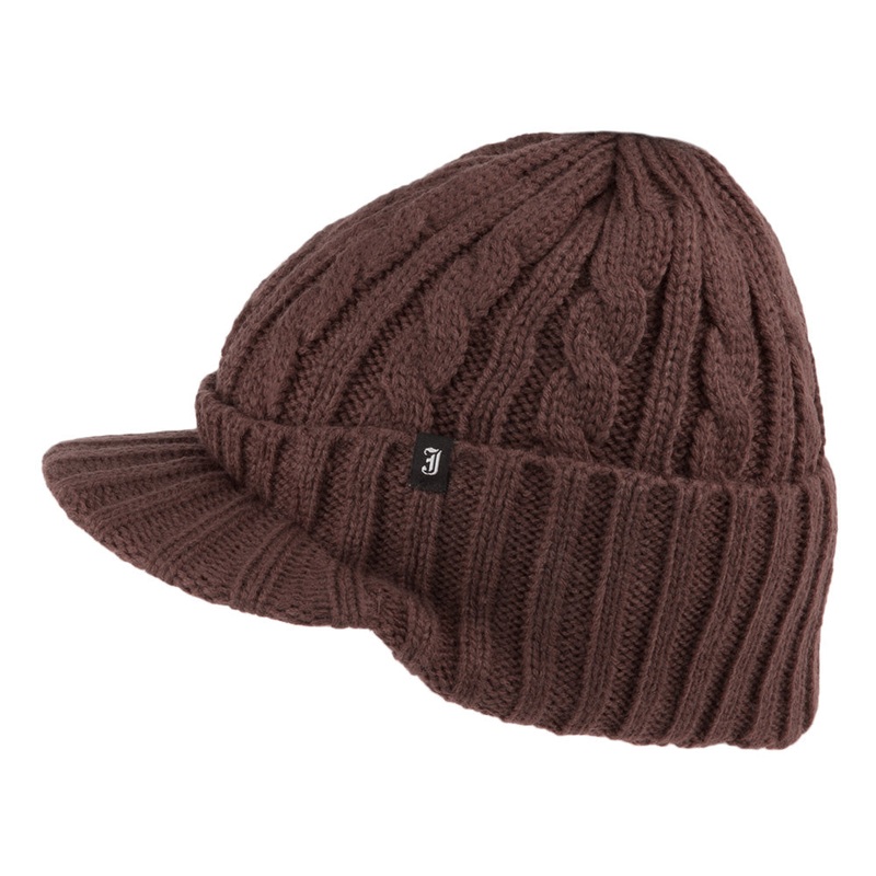 Jaxon & James Cable Knit Peaked Beanie Hat – Coffee 1-Size
