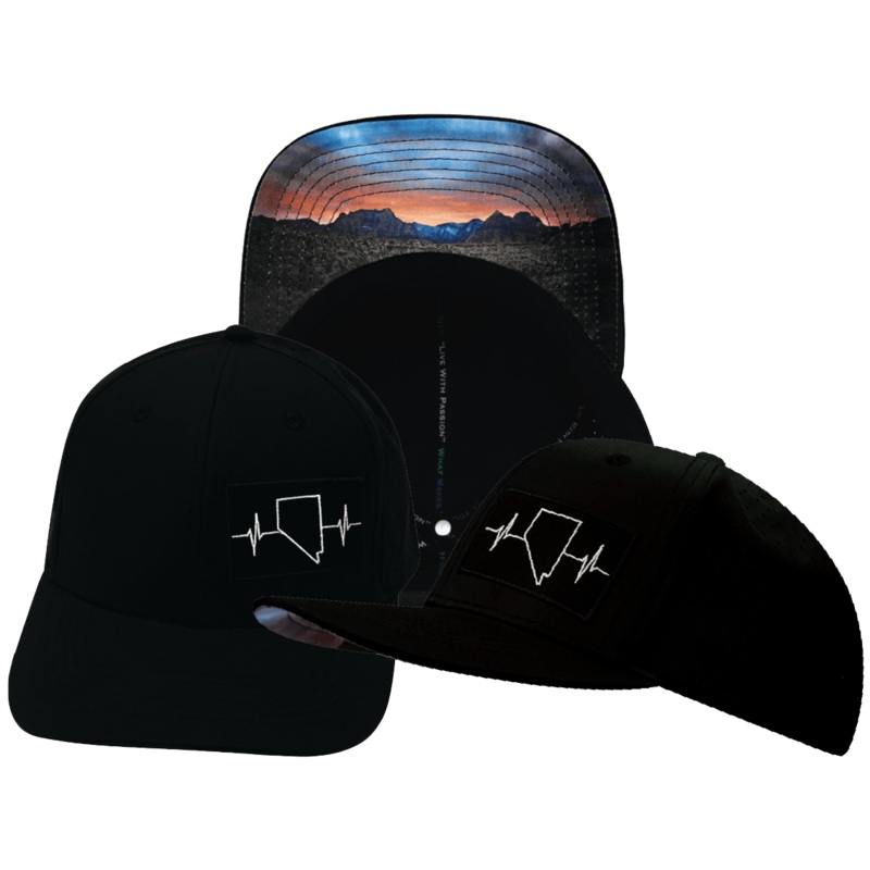 Nevada Hat – Baseball Hat Fit – Black – Laser Mesh