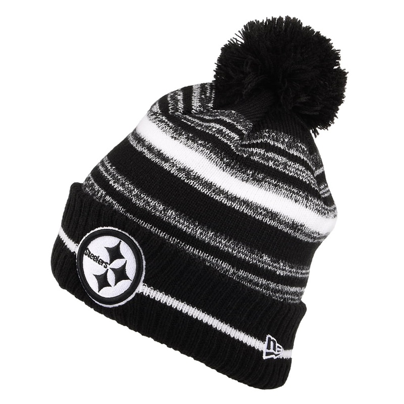 New Era Pittsburgh Steelers Bobble Hat – NFL Sport Knit – Black-White 1-Size
