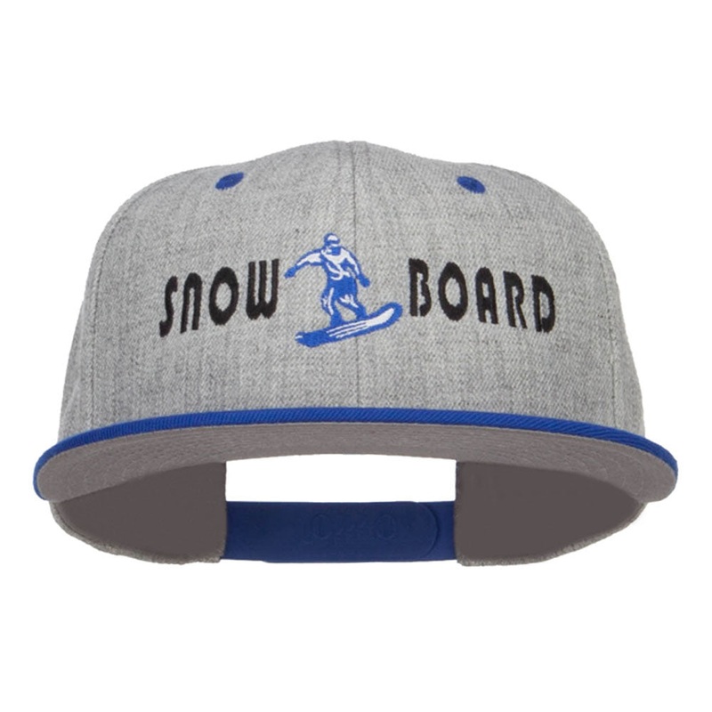 Snowboard Embroidered Heather Snapback Cap Royal Grey One Size