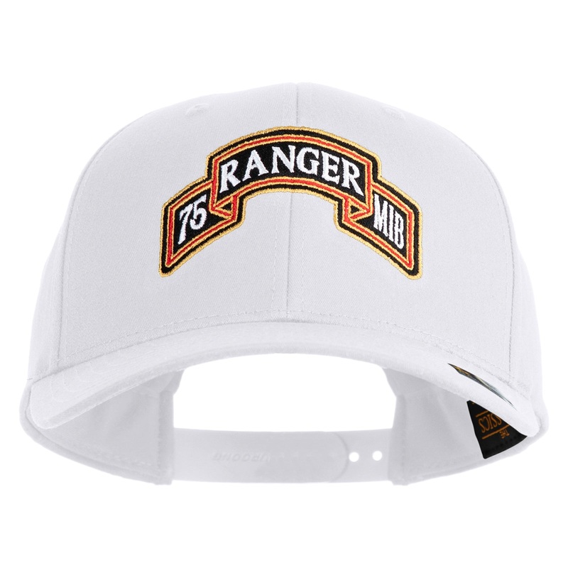 U.S. Army 75th Ranger Military Intelligence Battalion Embroidered Retro Cotton Blend Snapback Cap White One Size