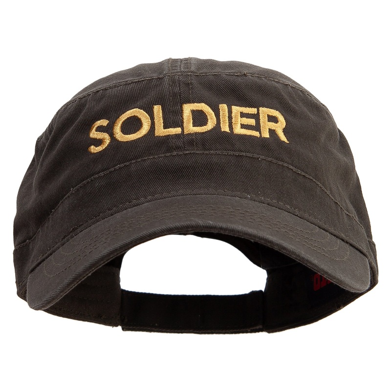 US Soldier Embroidered Garment Washed Adjustable Army Cap Olive Green One Size