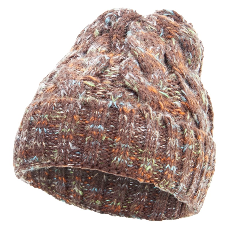 Women’s Cuff Designed Long Beanie Brown Mix One Size