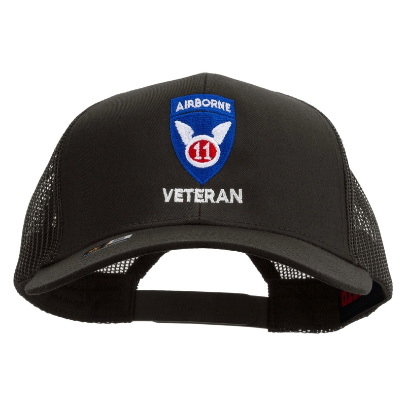11th Airborne Division Veteran Embroidered Solid Cotton Twill Mesh Prostyle Cap Charcoal One Size