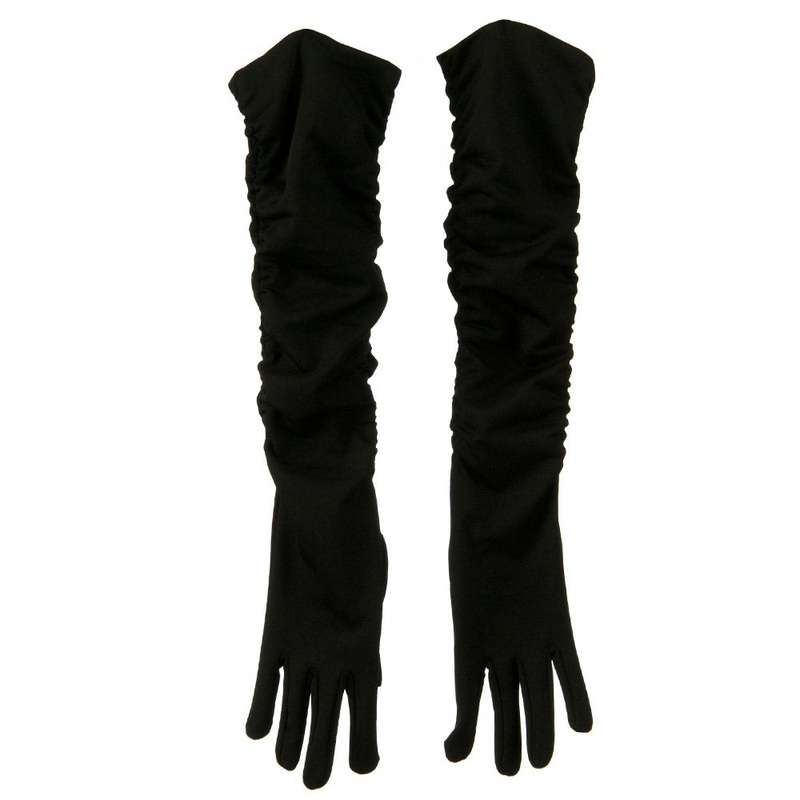 18 Inches Long Gathered Arm Glove Black One Size