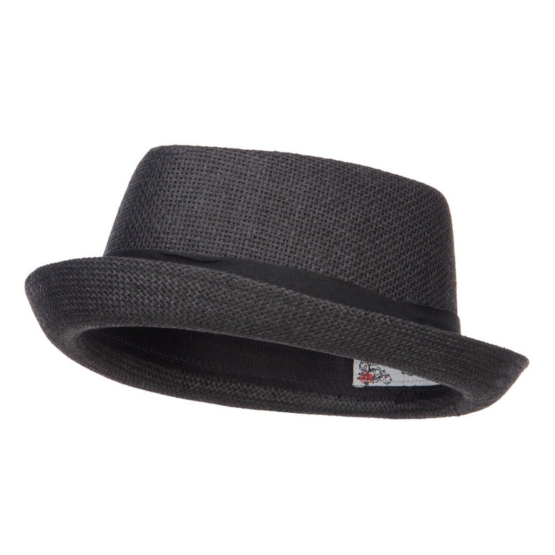 Big Size Solid Upbrim Pork Pie Fedora Black L-XL