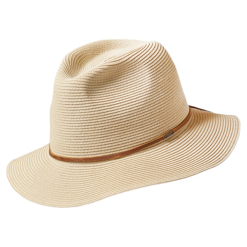 Brixton Hats Wesley Packable Straw Fedora Hat – Tan Small-56cm
