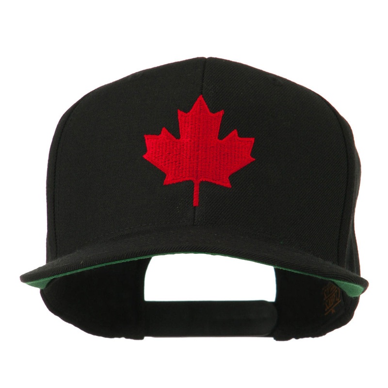 Canada Maple Leaf Embroidered Flat Bill Cap Black One Size