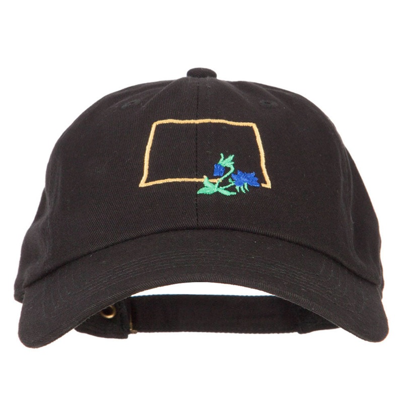 Colorado Columbine with Map Embroidered Unstructured Washed Cap Black One Size