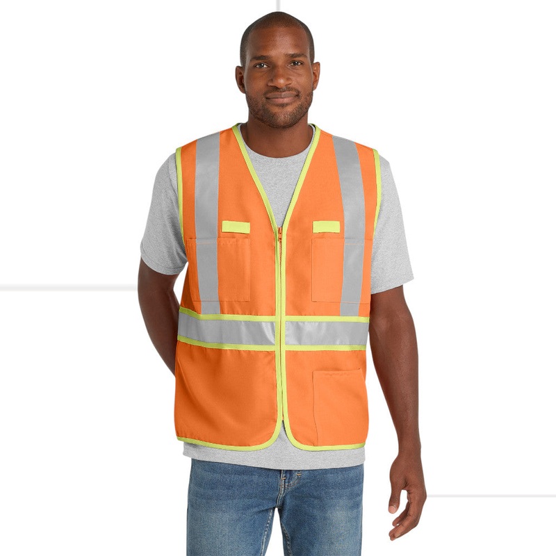 CornerStone CSV407 ANSI 107 Class 2 Dual-Color Safety Vest Orange/Yellow S