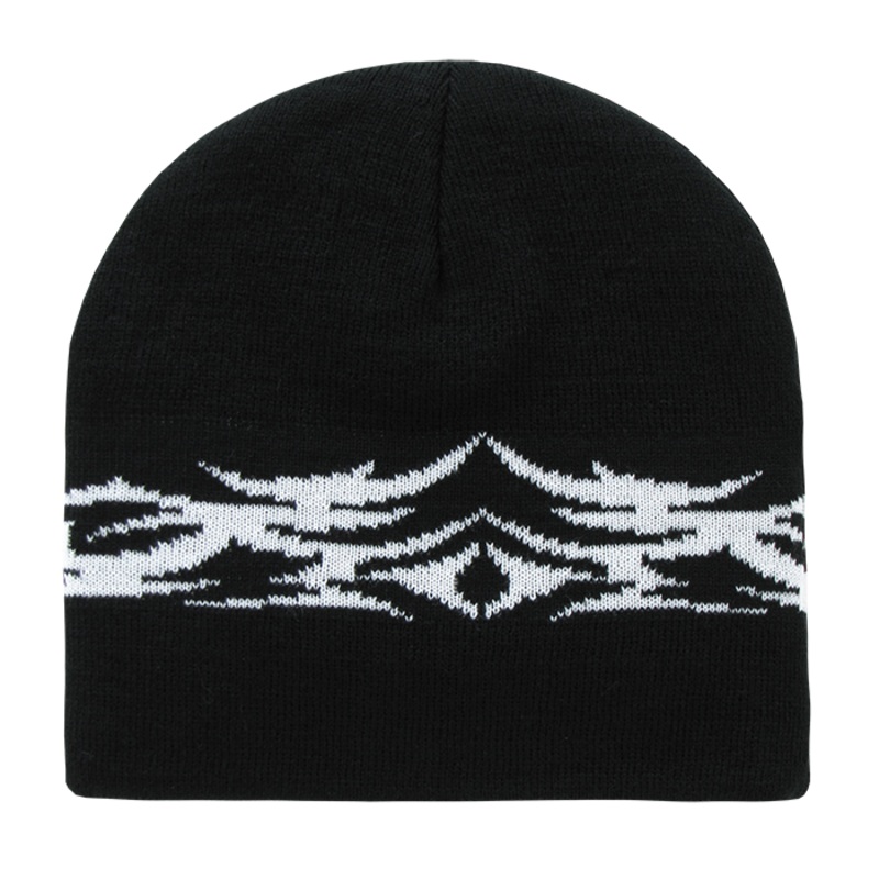 Decky 8012 – Tribal Beanie, Knit Cap Black/White