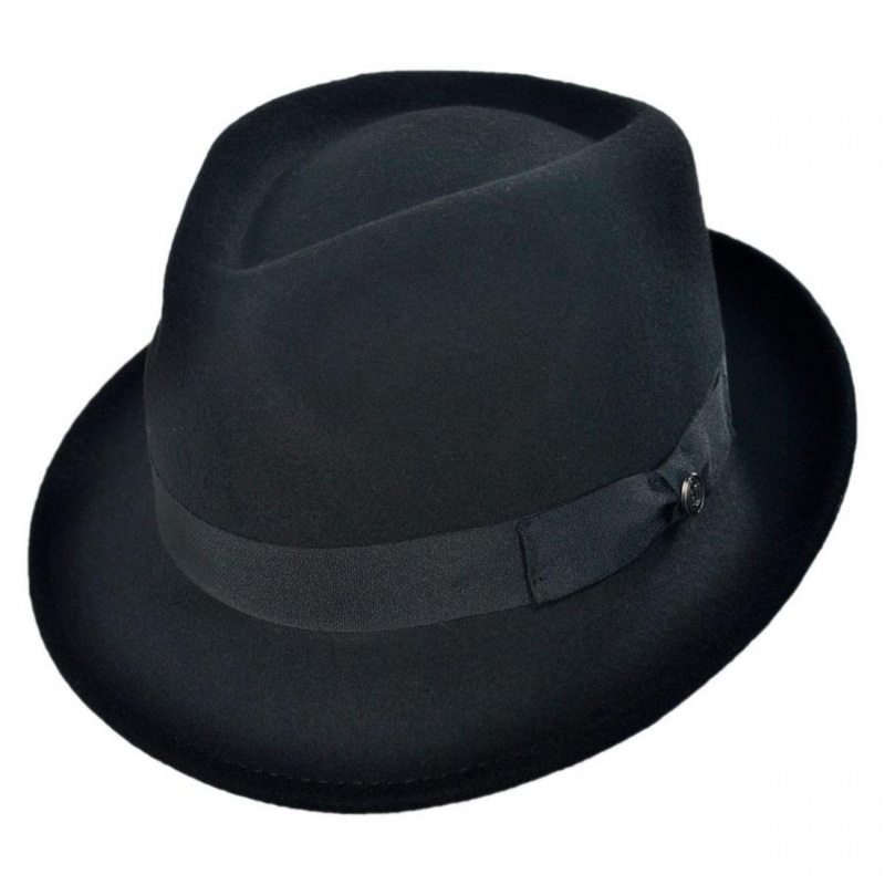 Detroit Wool Felt Trilby Fedora Hat BLACK S