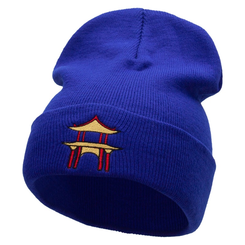 Karate Dojo Embroidered 12 Inch Long Knitted Beanie Royal One Size