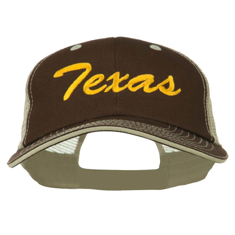 Mid State Texas Big Embroidered Mesh Cap Brown Beige XL-3XL