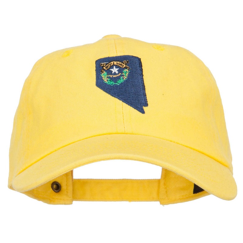 Nevada State Flag Map Embroidered Unstructured Washed Cap Yellow One Size